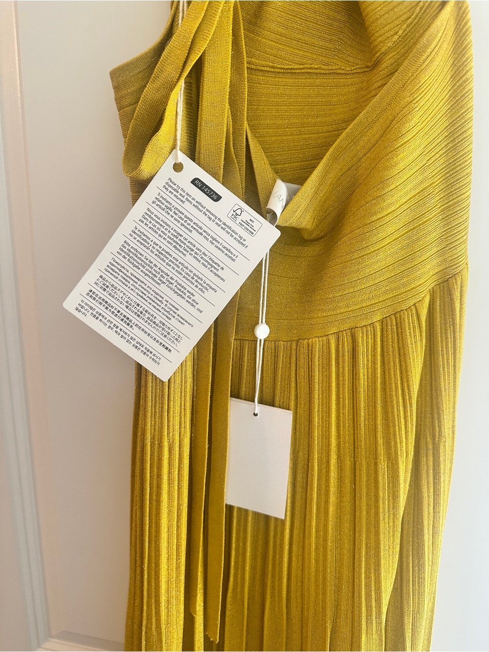 Zimmermann Mustard Yellow Asymmetrical Cutout Pleated Midi Dress - Picture 6 of 8
